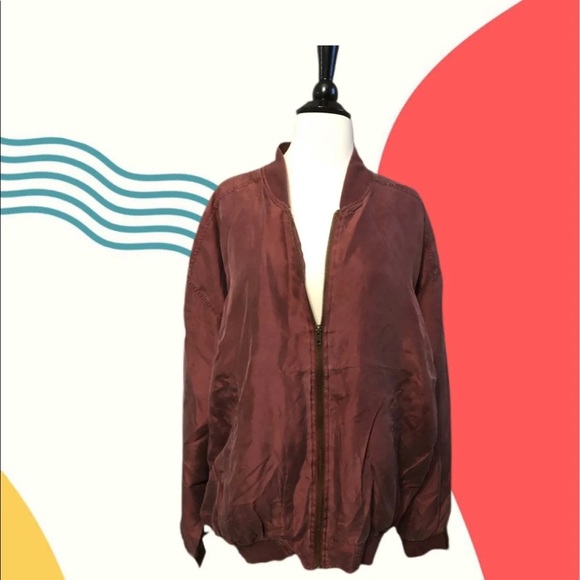 80s 90s 100% Silk bomber jacket vintage - Picture 6 of 9